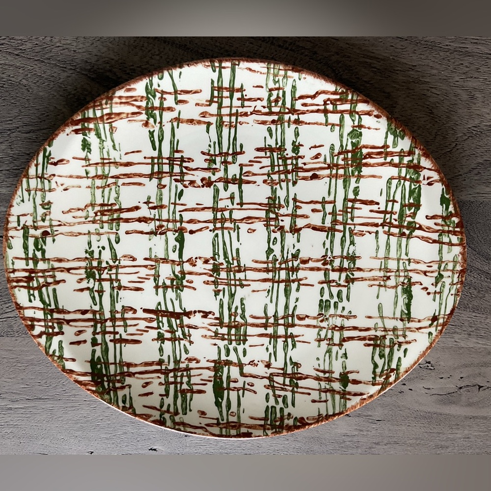 Blue Ridge Southern Pottery Scatter Plaid Oval Platter